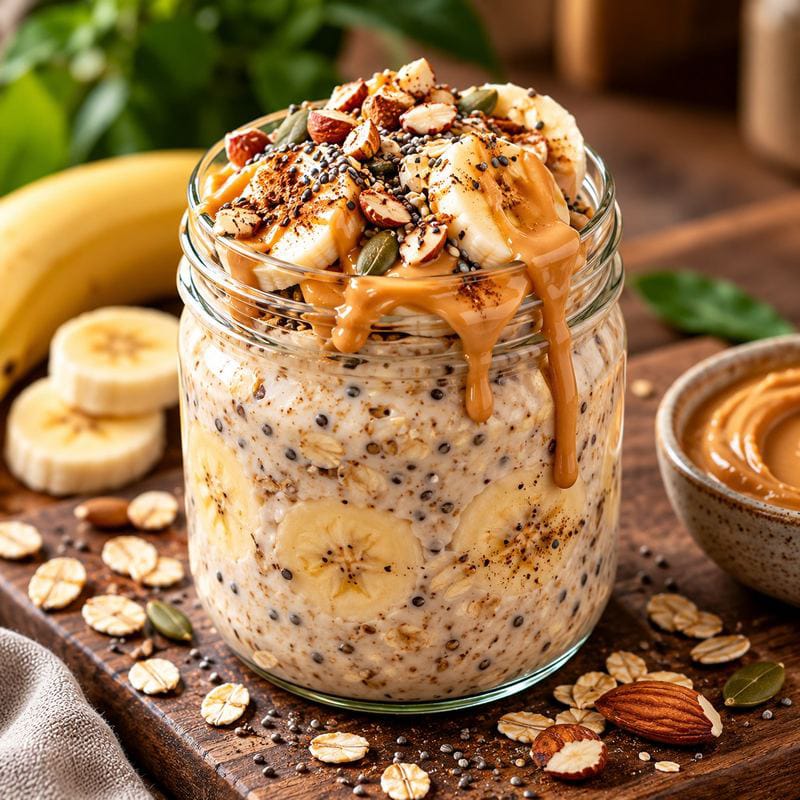 Banana Peanut Butter Overnight Oats